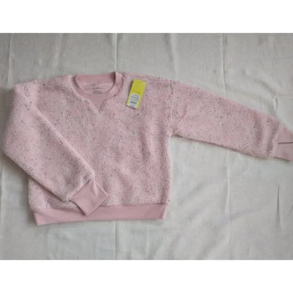 New All in Motion Girls Pink Long-Sleeve with Thumb Hole Crew-Neck Sweatshirt L - Picture 1 of 7
